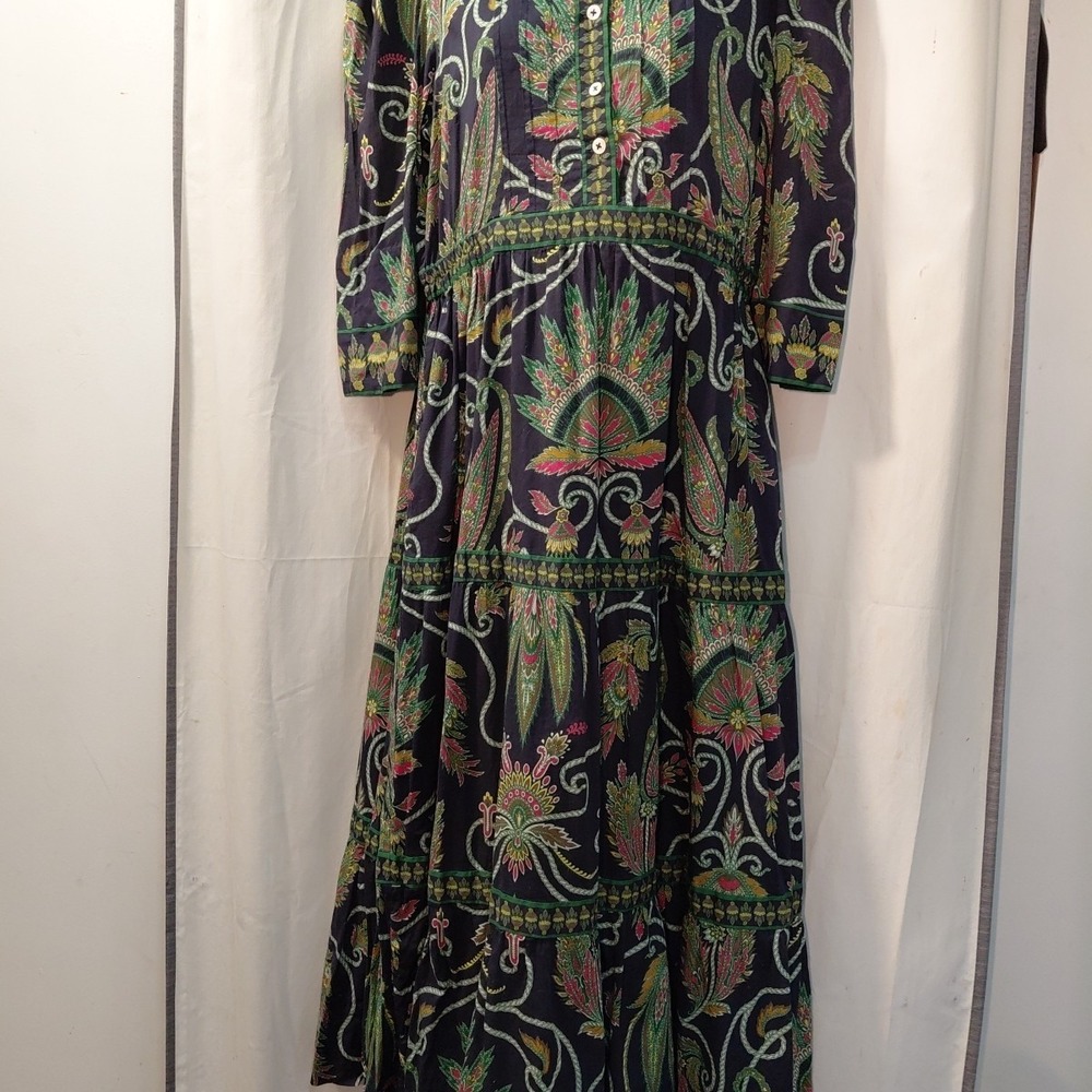 gretchen scott damsel tiered midi paisley dress 90s cottagecore Fairycore Sz S